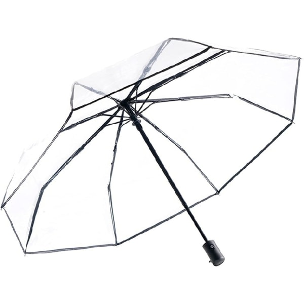 Vindtätt transparent paraply - kompakt transparent automatiskt resehopfällbart paraply