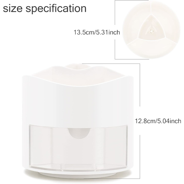 Roterende Pen- og Blyantsholder, 4 Rum Pen Pot - Skrivebordsstationær Opbevaring Makeupbørsteholder til Hjem og Kontor, Pen Organiser Desk Tidy White