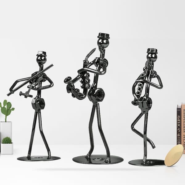 Metallmusiker Gitarrspelare Staty Musikinstrument Liten Jag A