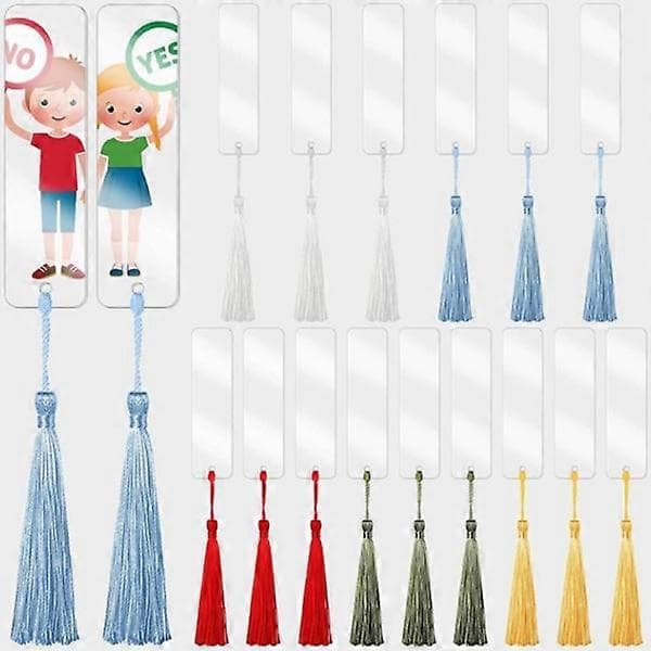 15 st rektangulära akryl bokmärken tomma klara DIY oavslutade