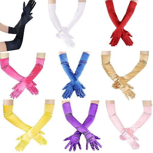 Performance Handsker Satin Lange Handsker Til Kvinder Dans Handsker Bryllupshandsker Pink
