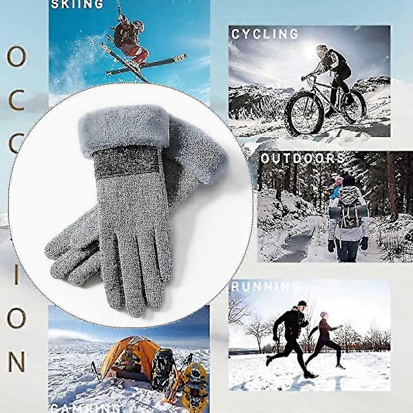 Varma Vinterhandskar med Touchscreen, Termiska Fleecehandskar, Vindtäta Skidhandskar Xs-xxxl Blue M