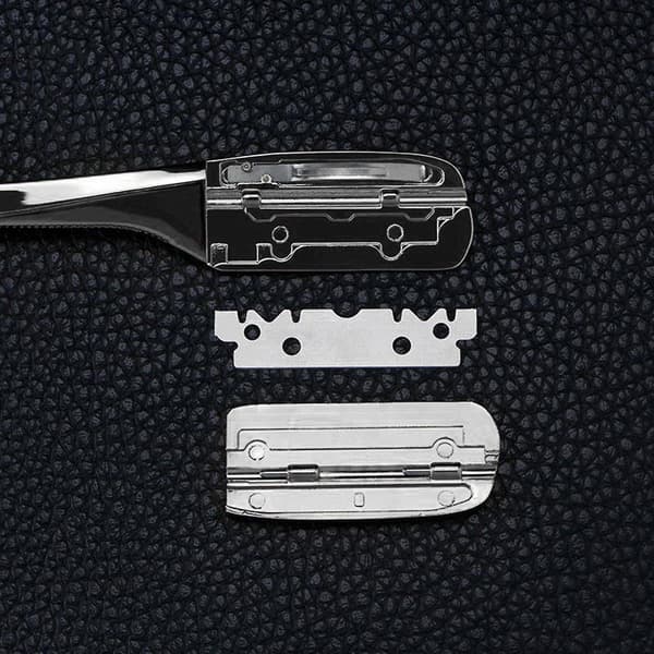 Barber Straight Razor Holder til mænd til overskæg Let at bruge Sort Silver 15x2.8cm