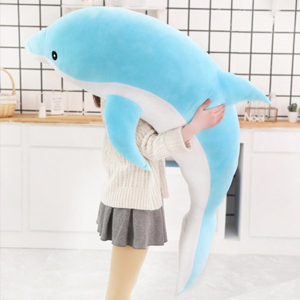 Delfin Plysch Gosedjur Kudde, 30/50cm Mjuk Stor Delfin Gosedjur Leksaksdockor Presenter Till Barn Blue