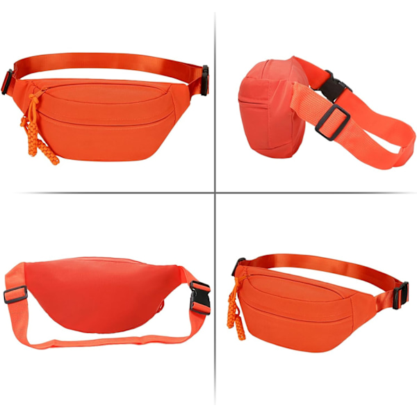 Lång Hållare Midjeväska Fanny Pack för Kvinnor Män Mode Midjeväska Bumbag Cross Body Justerbar Reseväska Stora Fickor för Löpning Orange