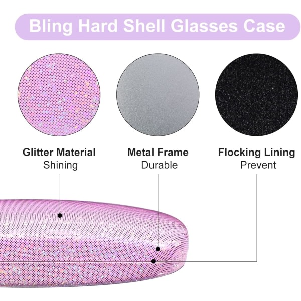 2 stk Rosa Hvit Hard Shell Etui Bling PU Lær Glass