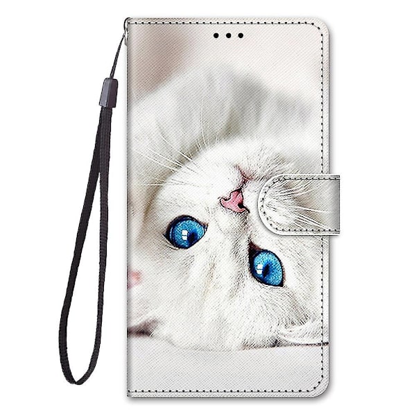 Fodral för Motorola Moto E13 Målat Flip Cover Magnetiskt Coque Cover Etui Stängning Vit Kattunge