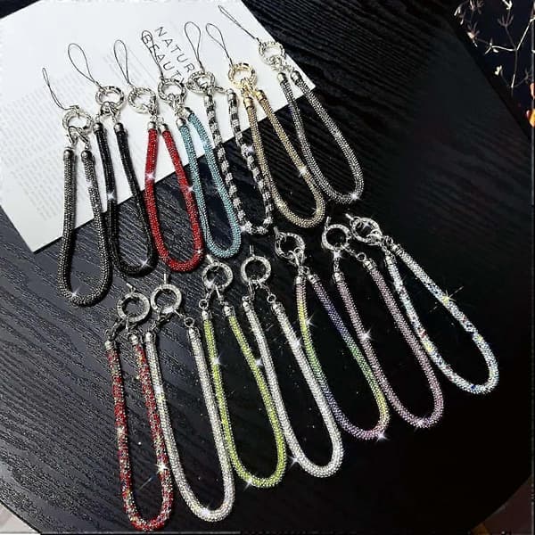 Telefon Håndleddsstropp Skinnende Rhinestone Dekor Håndstropp Lanyard, Lengde: 25cm Multicolor Style B