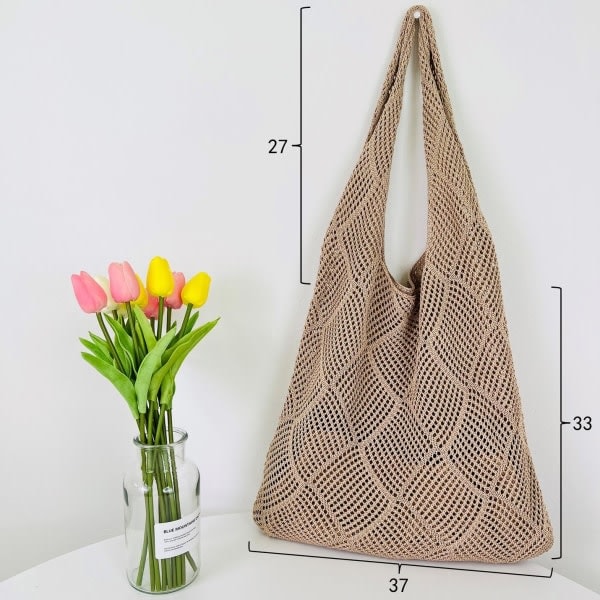 Hæklede tasker damer sommer strandtaske hippie taske strikket taske