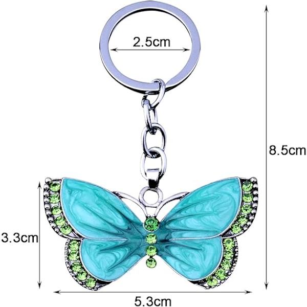 Nøglering til Piger Kvinder Butterfly Nøglering Krystal Butterfly Vedhæng Nøglering Nøglering Charm Bil Taske Tegnebog Hængende Green