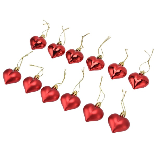 12 hjärtformade julgranspynt i PVC