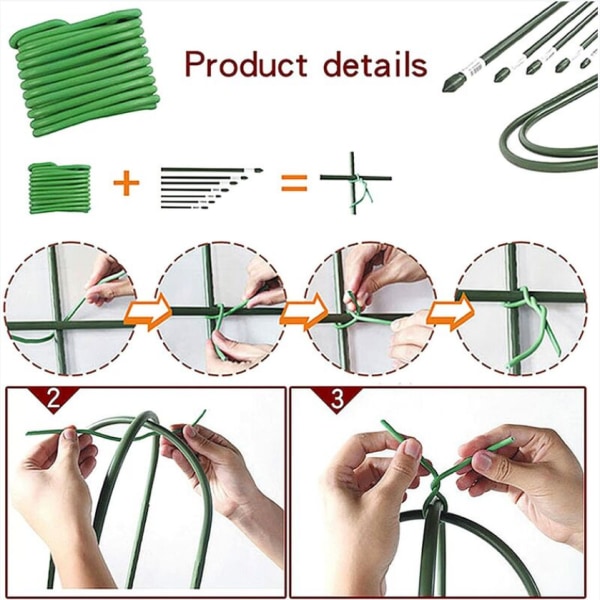 2 kpl Puutarhan Kasvien Sidonta, 3,5 mm x 8 m Raskaankalustoiset Joustavat Rautajohdot, Joustavat Kasvien Johdot Puutarhaan, Kiipeileville Kasveille, Viiniköynnöksille, Pensasille ja Kukkaille