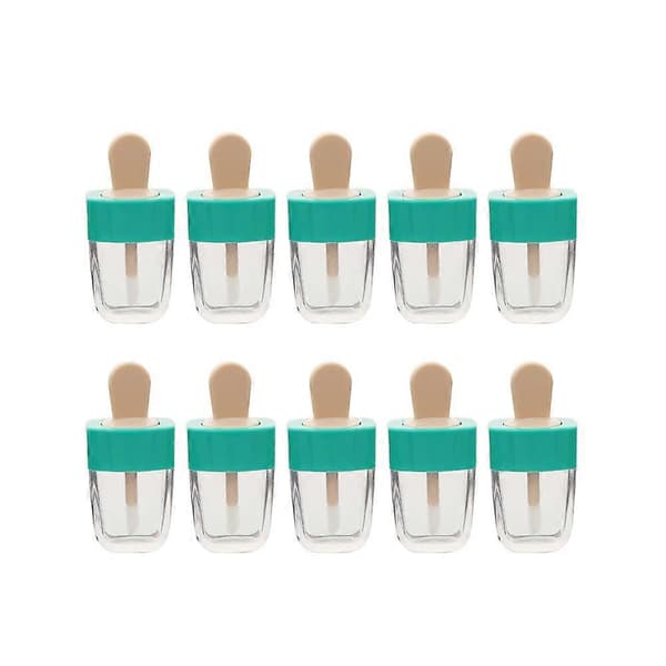 Is-kremformede lipgloss-tuber 6 ml påfyllbare grønne beholdere med børsteapplikator 10 stk