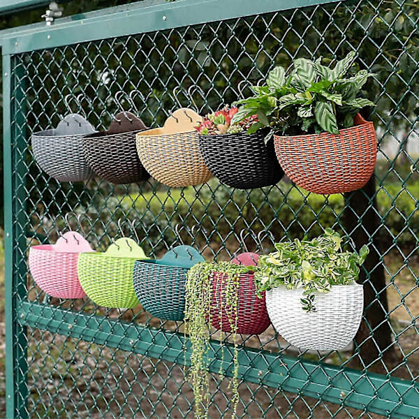 Seinään kiinnitettävät kukkaruukut Kukkaruukku Lahja Parveke Puoliympyrän muotoinen Sisä- ja ulkokäyttöön Kodin koristelu Riippuva eurooppalaistyylinen maljakko Black large size