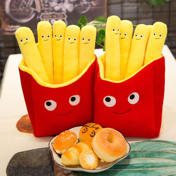 Gosedjur, tecknad pizza pommes frites design soffkudde stoppad plyschdocka A 30cm