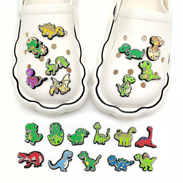 20 stk Dinosaur-tema Crocs sko-pynt for DIY clog-sandaler dekorasjon skotilbehør sett gaver