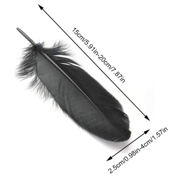 100 stk./sæt Gåsefjer Assorterede fjer HVID black