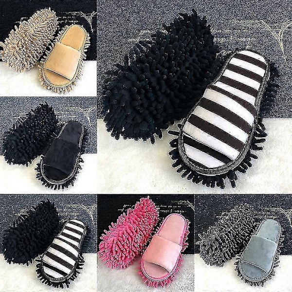 Moptofflor med Lazy Foot Socks - Snabb Polering och Rengöring av Damm - Hög Kvalitet Black 39-42