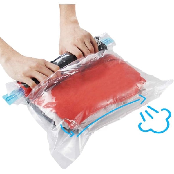 9-pack resväskor för kläder, vakuumförvaringspåsar, rullkompression, ingen dammsugare eller pump behövs