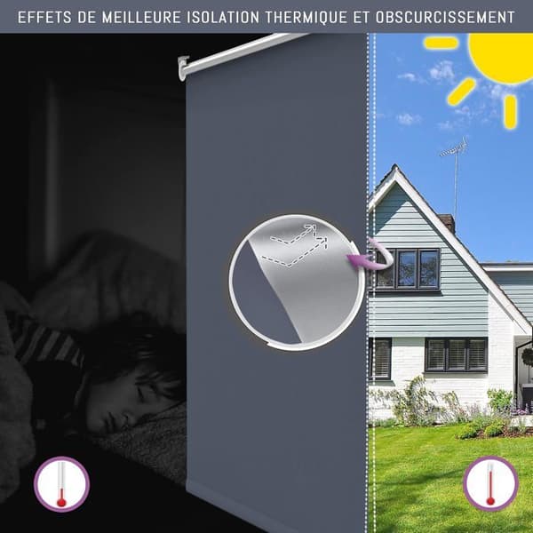 Mørkleggende Rullegardin - 1 Panel - Mørkeblå Polyester - Termisk Isolasjon - Soverom og Stue