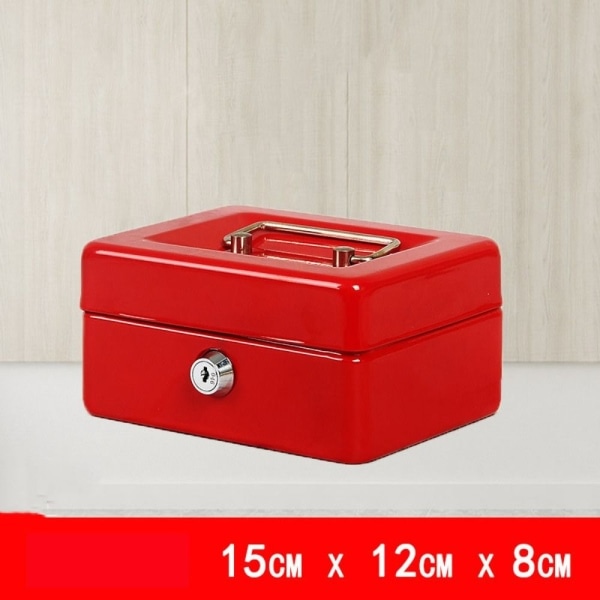 Metall Kassaskåp RED 15cm x 12cm x 8cm