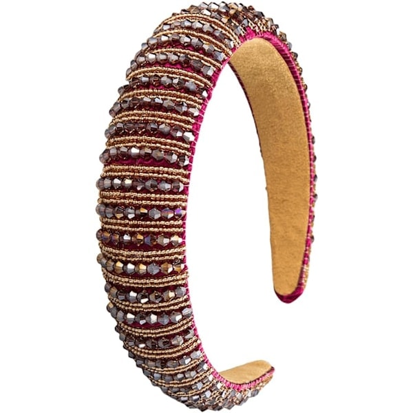 1 st Hårband Mode Vadderat Hårband Pärlbesatt Kristall Juvelbesatt Glittrande Hårband Svart Bling Hårrosett Red