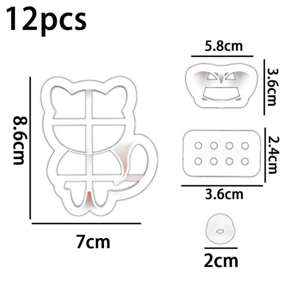 12 stk DIY Kakeutstekere, Dyre-Tegneserie Kake Stempler