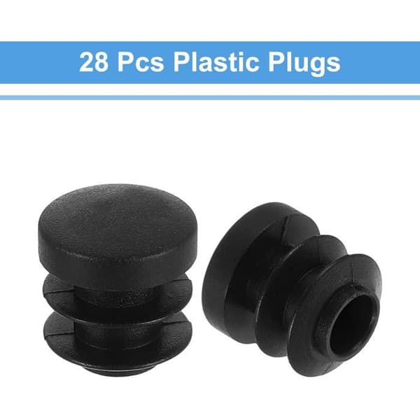 Runda möbelbenskydd - Förpackning med 28 - Svart PE-plast - Halkskydd 14 mm