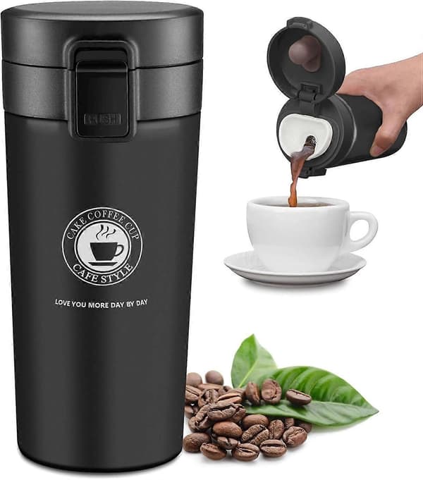 380ML Termisk Kaffemugg, Resemuggar, Rostfria Isolerade Termosflaskor, BPA-fri, Läckagesäker