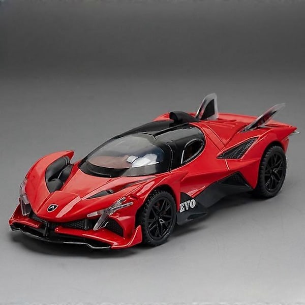 1/32 Apollo EVO Metallinen Urheiluauton Pienoismalli, Painevalettu Ajoneuvo Valoilla, Äänillä ja Takaisinvetomekanismilla, Leluauto Lapsille, Syntymäpäivälahja Punainen Red