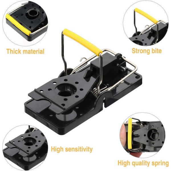 Musefeller 3-pakks, Gjenbrukbare Rottefeller, Høy Sensitiv Fjær, Musefeller for Innendørs og Utendørs, Effektive Muse- og Ekornfeller