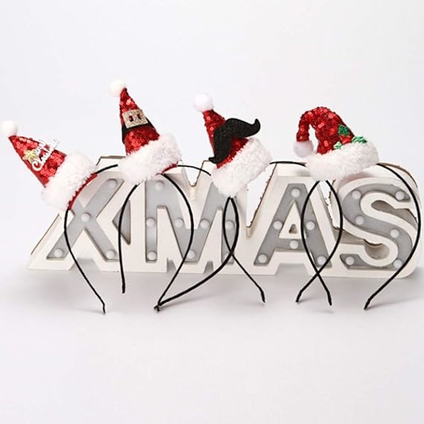 8 st Mini Julhatt Hårklämma Julhatt Hårband Glitter Tomteluva Hårklämmor Hårband Tomteluva för Barn Vuxna Jultomten
