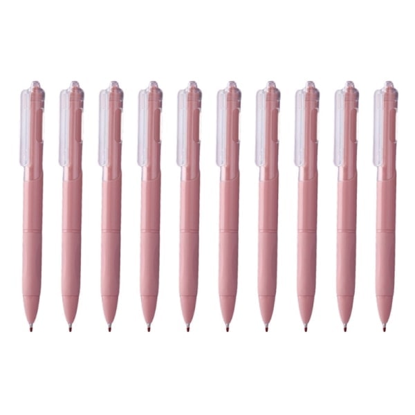 10-pak indtrækkelig neutral pen 0,5 mm sort blæk gel pen hurtigtørrende signaturpen kontor skoleartikler Pink