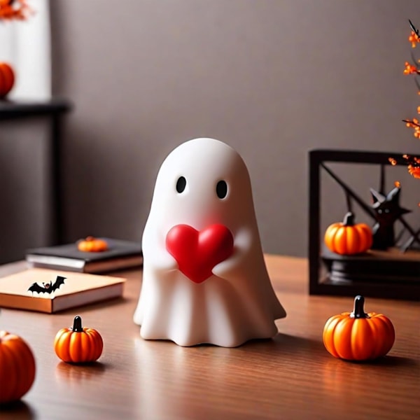 Spökfigur, Läskig Harts Spökstaty Halloween Dekorationer, Söta Finger Spökprydnader, Perfekt för Veranda Halloween Deko