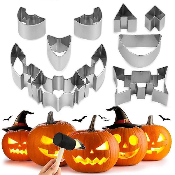 10/6 stk. Gresskarutskjæringssett i rustfritt stål Halloween Gresskarutskjæringsmaler 10 pcs