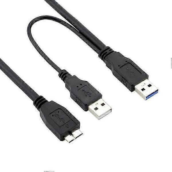 0,5 m USB 3.0 Dobbelt USB-A Han til Micro-B Y-kabel Strømforsyningskabel til Ekstern Harddisk Udgave 0118