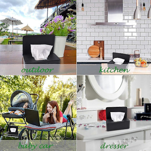 Oppbevaringsboks for våtservietter, våtserviett dispenser, vevs oppbevaringsboks, etui med lokk, støvtett A Black