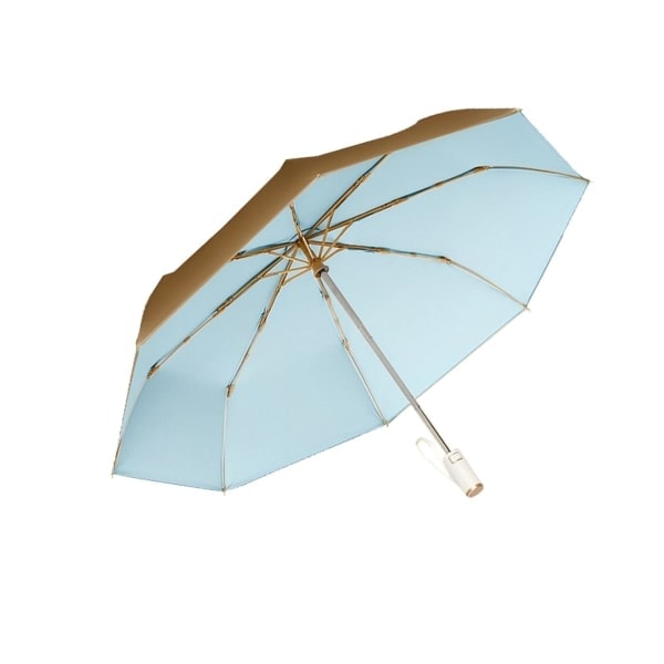 Kompakti kokoontaittuva sateenvarjo, ergonominen kahva, itsestään avautuva, aurinkosuoja, 8 ripaa, unisex, UPF 50 UV-suoja, musta