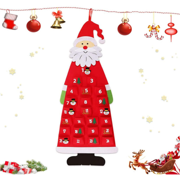 Felt Santa 24 Day Countdown Calendar with Pocket Charm