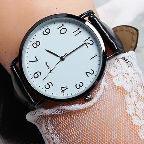 Unisex Affärsmode Läder Quartz Armbandsur Black