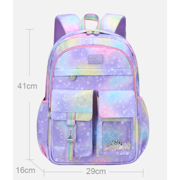 Sööt ja värikas rento reppu tytöille, teineille ja alakoulun oppilaille, ensisijaiset kirjansäkit teineille gradient Purple