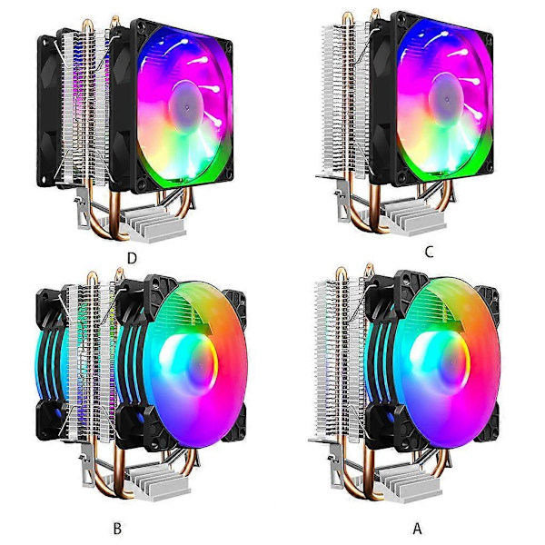 RGB-belysningsblæser Farve Stort lufttryk Støjsvag drift til computer CPU-køler C
