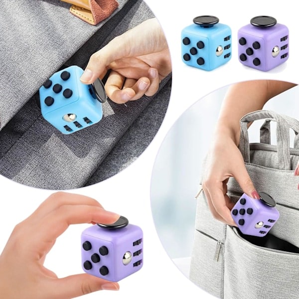Fidget Leksak, 2 st Kuber, Stressreducerande, Sinnesleksaker, Ångestlindrande Leksak, Fingerleksak, Present till Barn och Vuxna med 6 Olika Funktioner