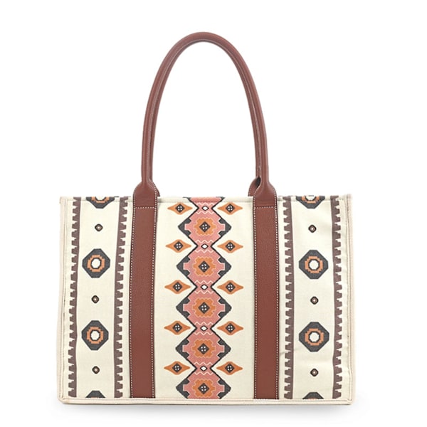 Wrangler Tote Bag Western Väskor för Kvinnor Axelremsväska Boho Aztec Handväskor NY Off-white S