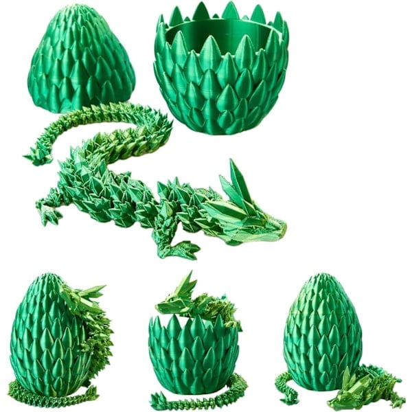 3D-printet drageegg, krystalldrager i drageegg, overraskelsesegg, LED-drage, gave til gutter og jenter drage, gave til gutter og jenter Yellow Green