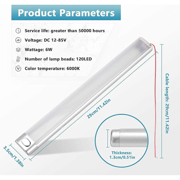 12V LED Innvendig Lyslist Bilbelysning 120 LED med Bryter for Varebil Camping Lastebil Båt 2 Stykker