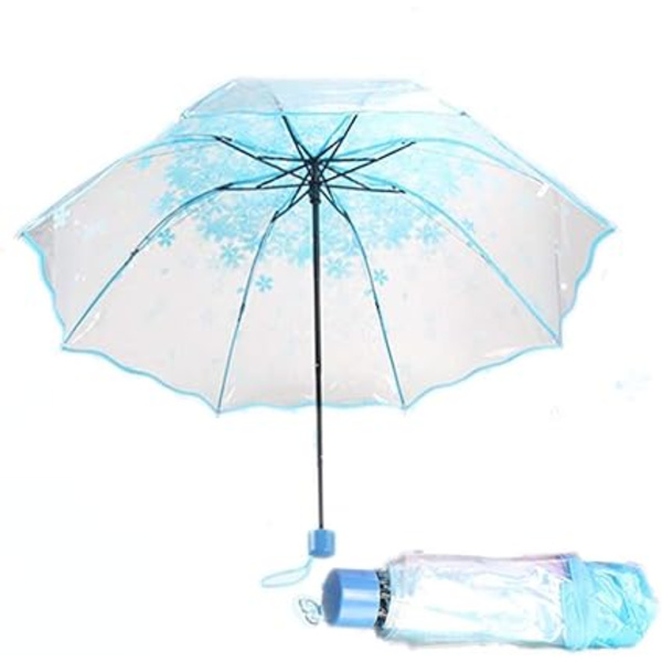 Transparent Foldbar Paraply Kirsebærblomster Klar Paraply Se Gennem Regn Foldbar Paraply