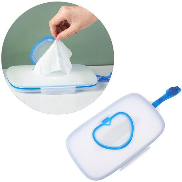 Baby Vådservietpose Baby Vådserviet Dispenser Vådserviet Holder Tasker Rejse Vådserviet Etui Genanvendelig Genopfyldbar Blue