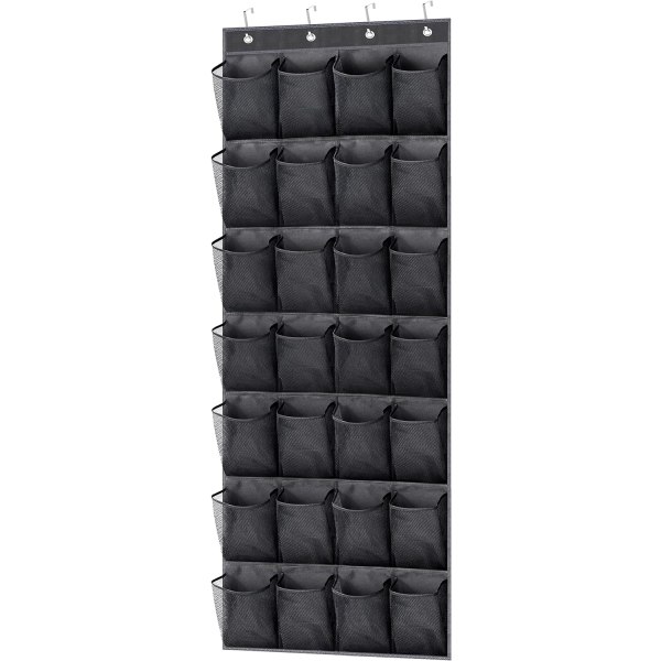 28 Store Lommer Over Dør Sko Oppbevaring Organiser Garderobe Sko Stativ Mesh Hengende Oppbevaring Sko Henger Holder Organizer Black