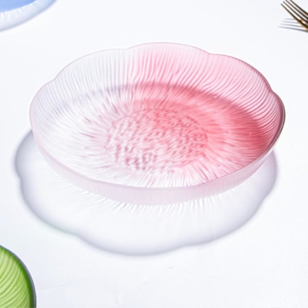 Fruktfat Glas Kristall Dessertfat Serveringsfat Flerfunktionsbricka Gradienterad Blomma Tallrik Snacks Godisfat Pink
